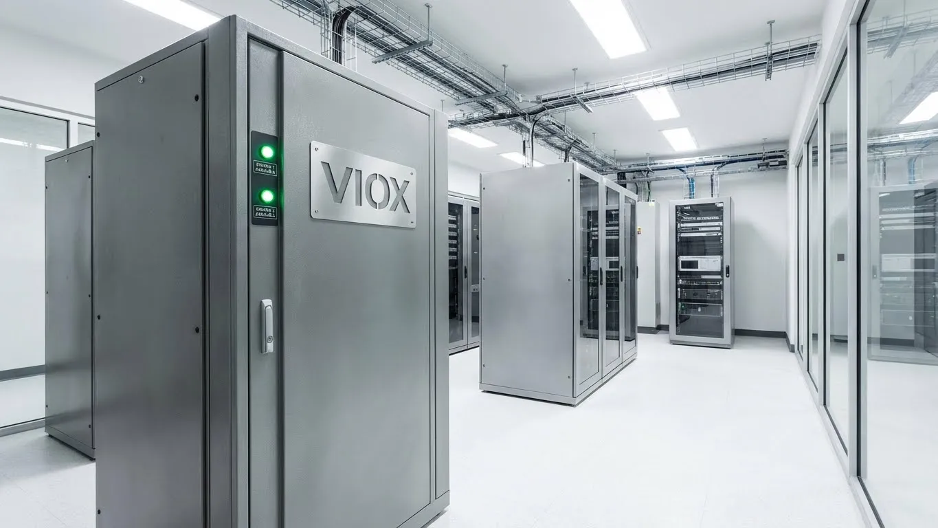 Bir hastane ortamında kritik güç sistemlerini koruyan bir VIOX zemin tipi otomatik transfer anahtarı