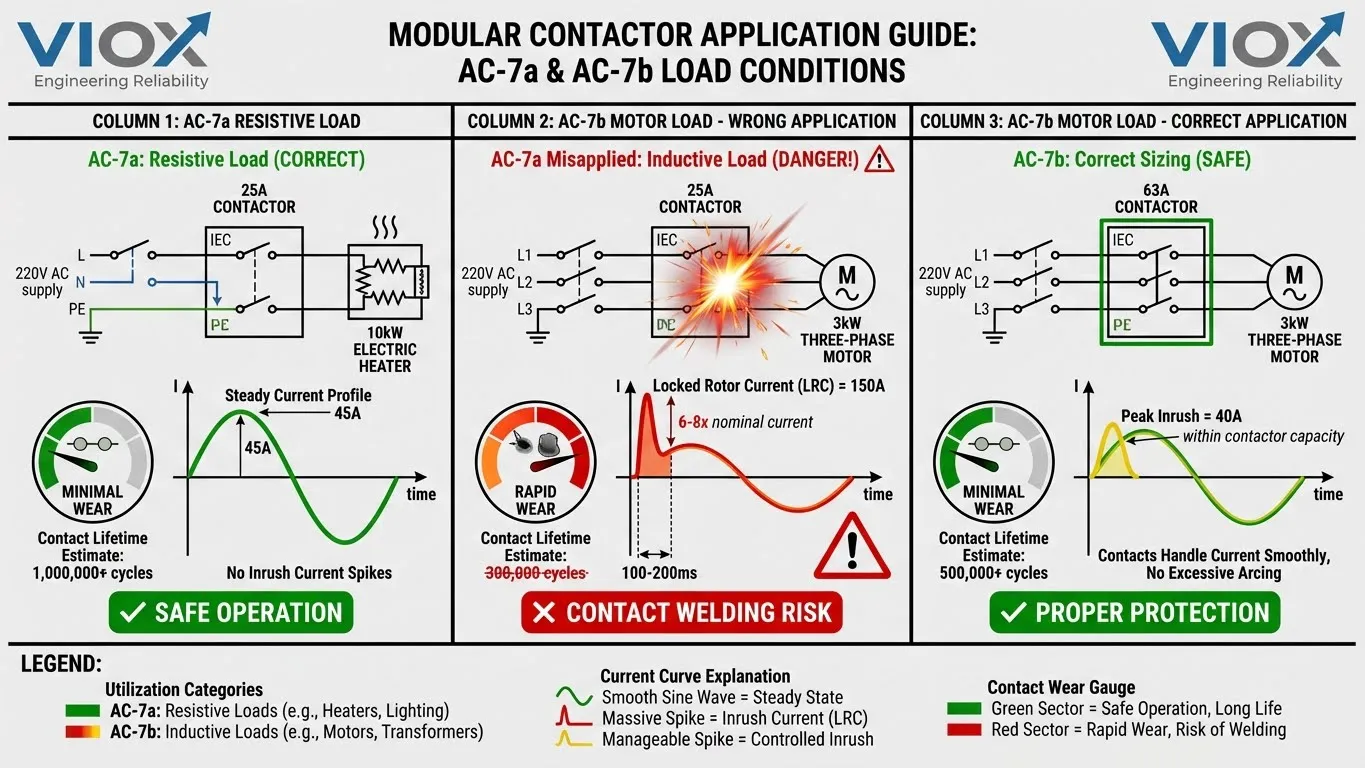 AC-7a vs AC-7b modular contactor application guide and load condition comparison