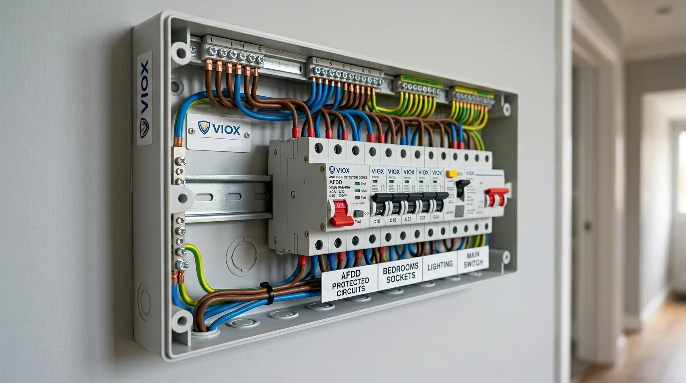 AFDD installato in un quadro di distribuzione a bassa tensione per la protezione da guasti da arco