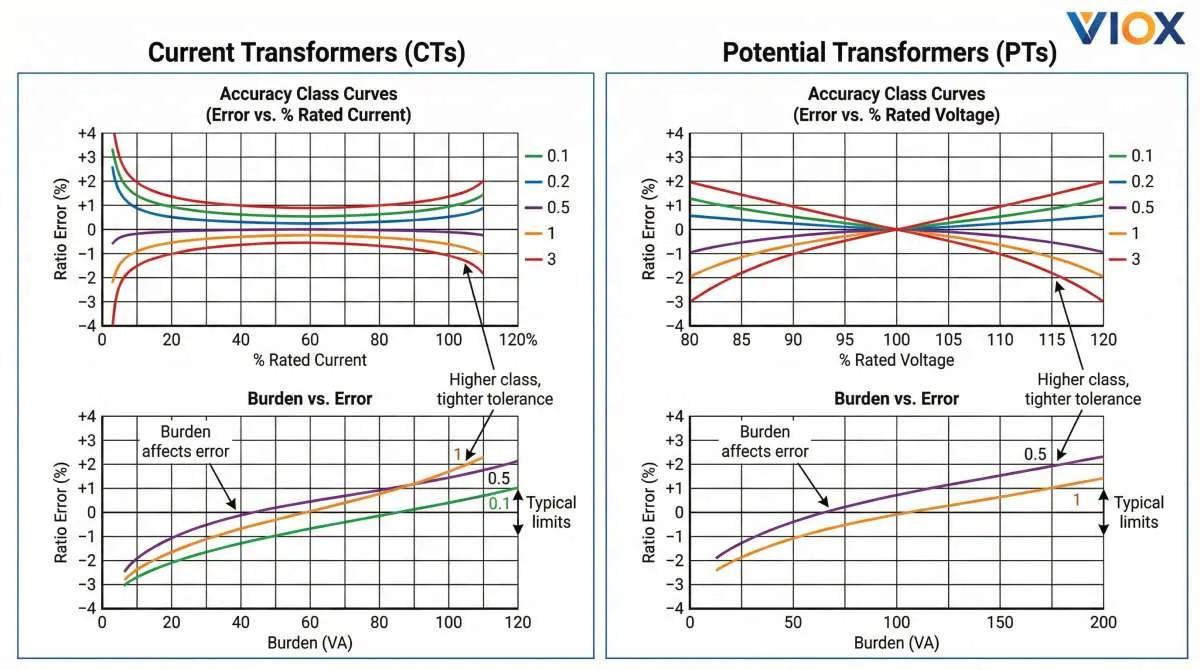 Accuracy classes and burden curves for instrument transformers