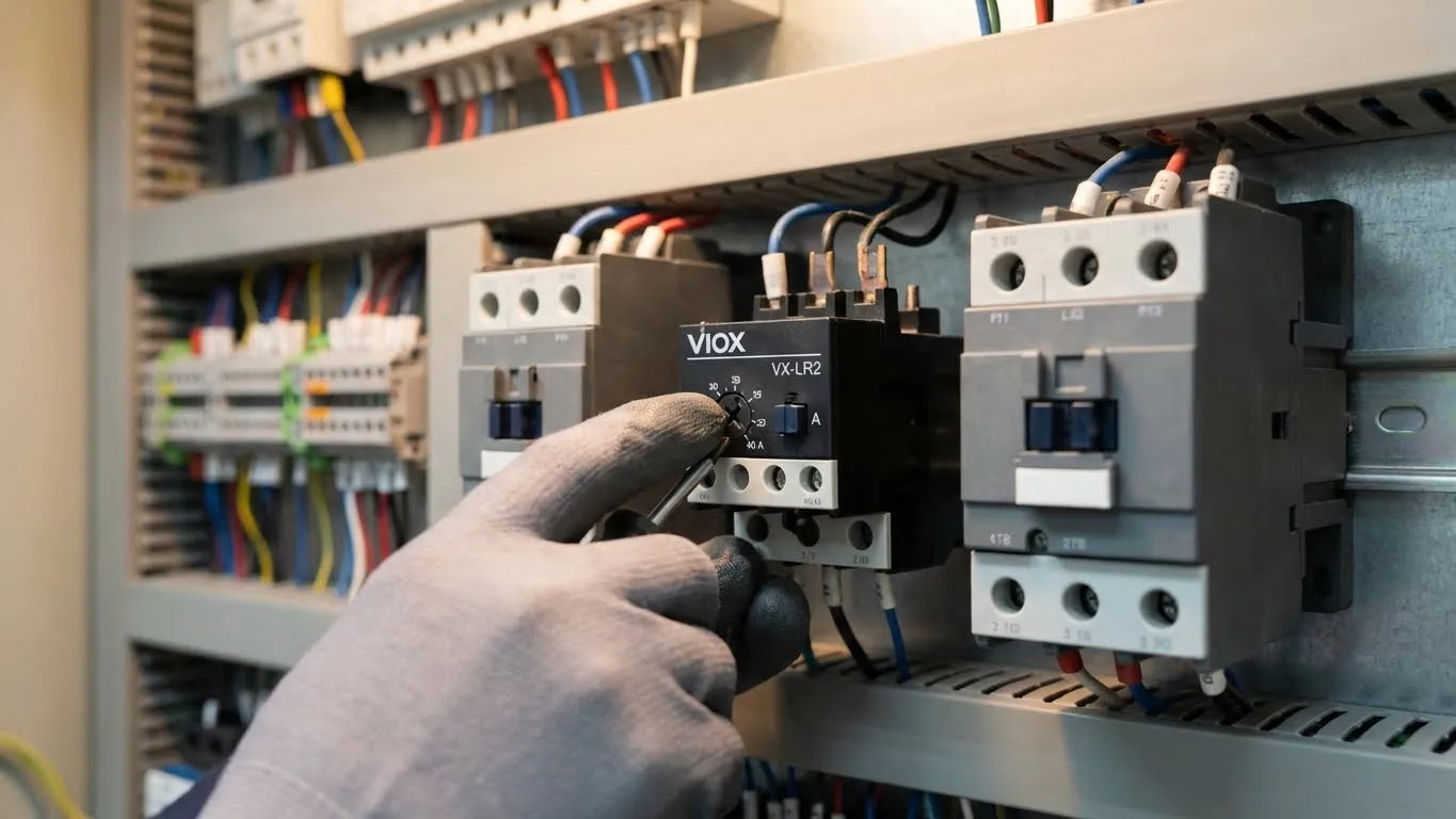 ການປັບຄ່າກະແສໄຟຟ້າຂອງ VIOX thermal overload relay ສໍາລັບການປ້ອງກັນ star-delta motor starter