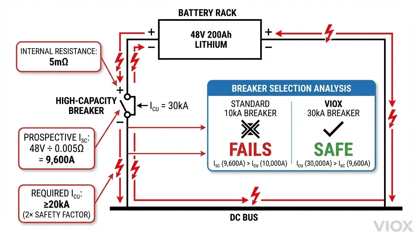 نمودار حفاظت الکتریکی BESS که محاسبه جریان خطا و انتخاب مناسب قطعکننده مدار را نشان میدهد