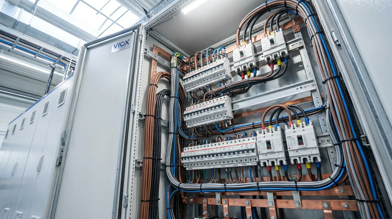 MCB dan MCCB berkadar 10kA dalam panel pengagihan tiga fasa komersial