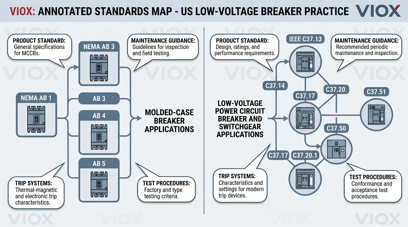 Comparison infographic showing the differences between UL 489 and UL 1066 breaker applications
