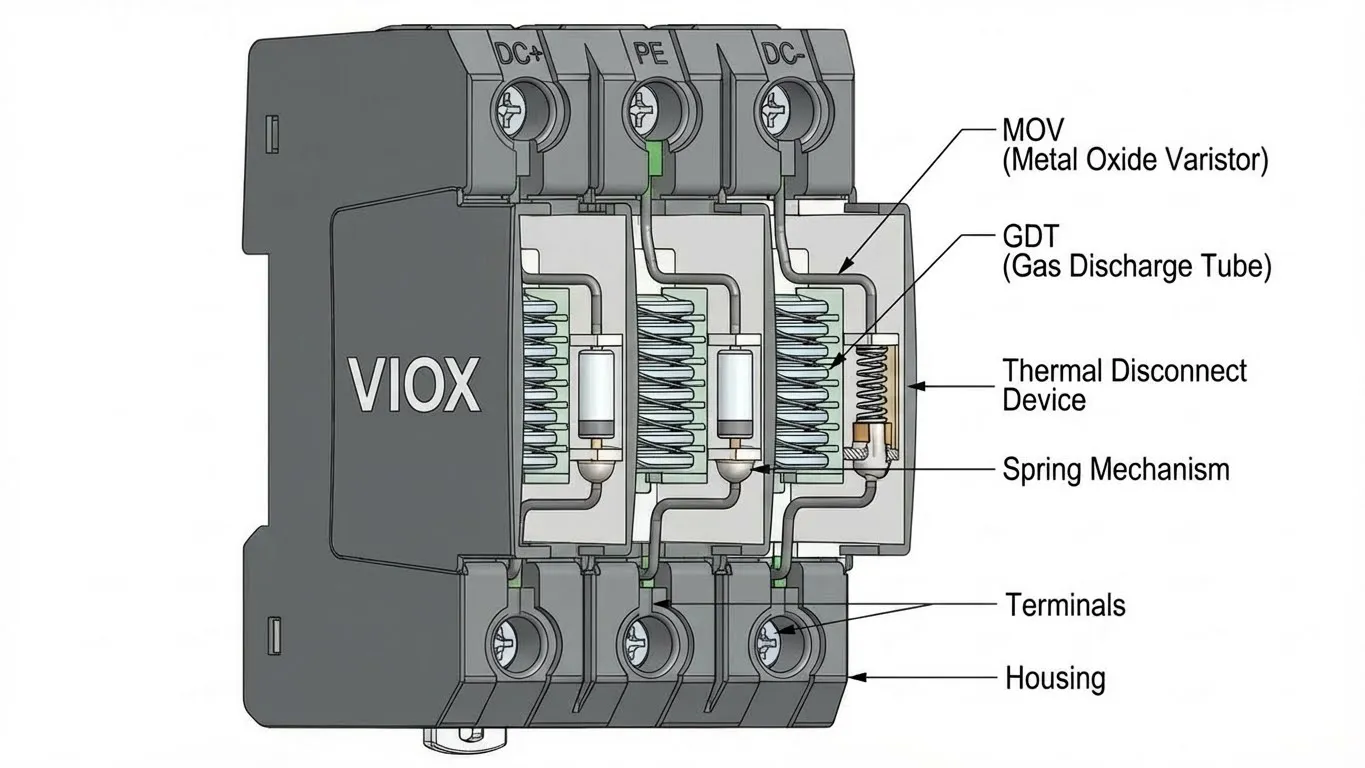ແຜນວາດ Cutaway ຂອງອົງປະກອບພາຍໃນ SPD ທີ່ທັນສະໄໝ