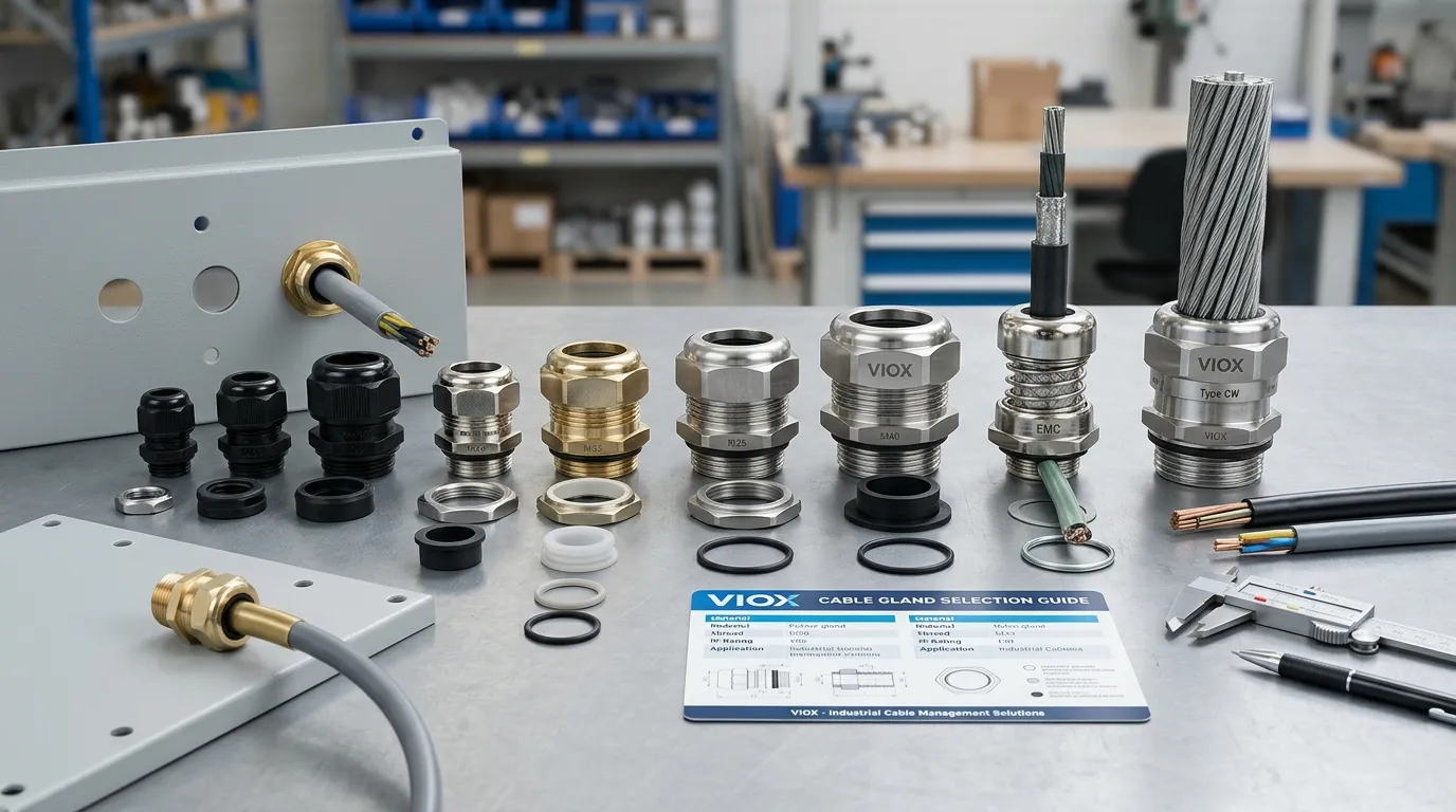 Endüstriyel bir tezgahta teknik karşılaştırma için düzenlenmiş farklı kablo rakoru türleri