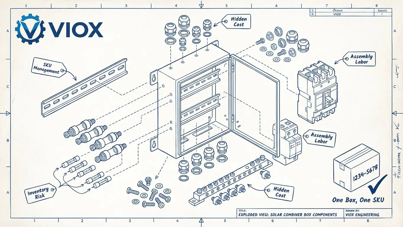 DIYコンバイナーボックスの個々のコンポーネント調達の複雑さを示す分解図