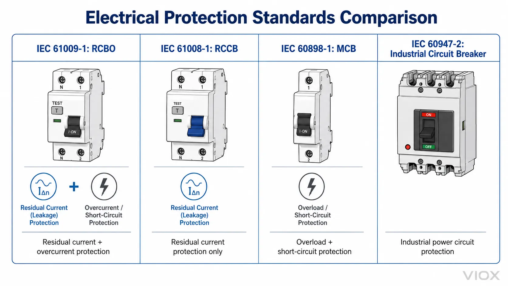 IEC 61009-1 compared with IEC 61008-1 IEC 60898-1 and IEC 60947-2