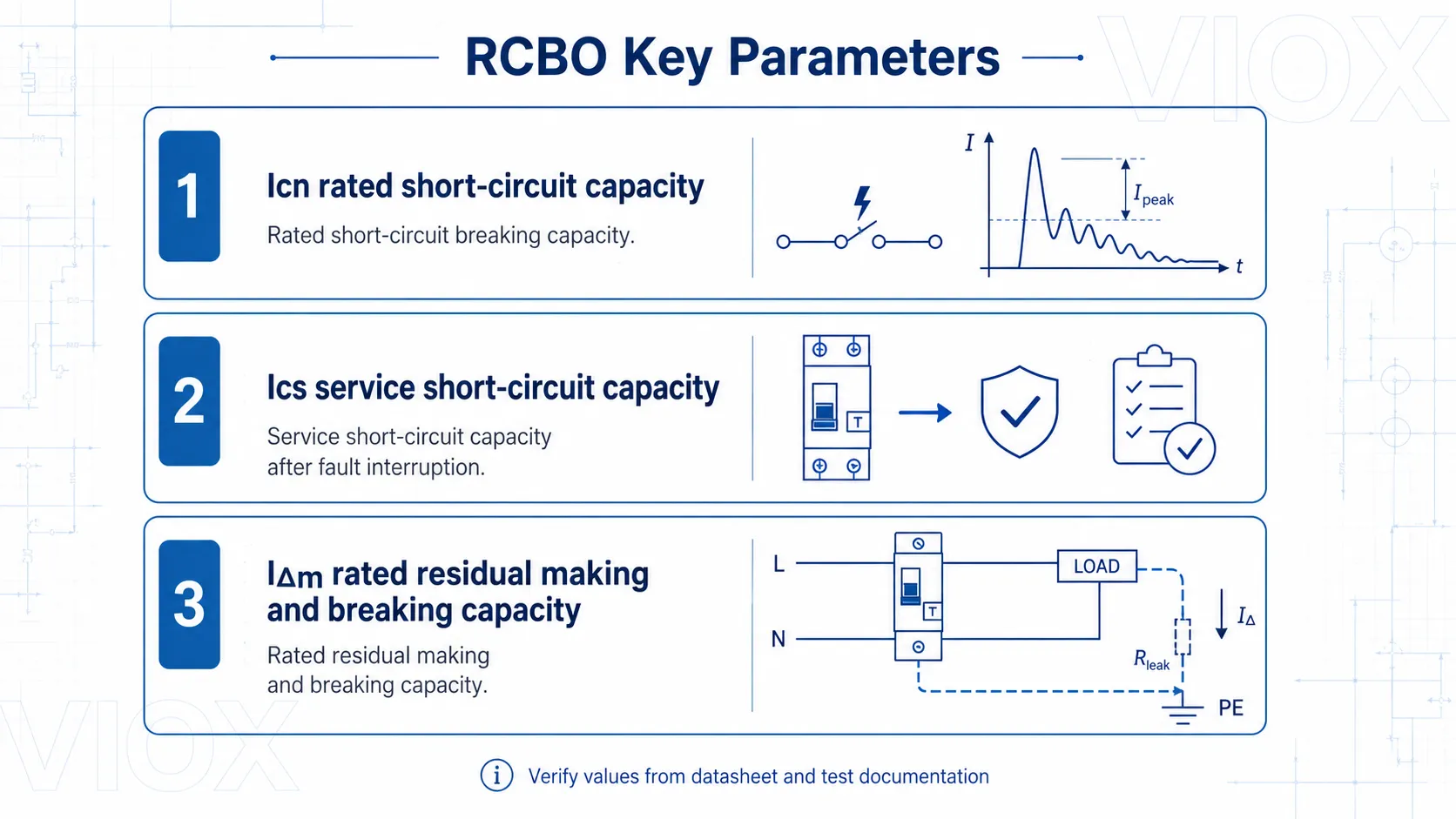 Icn Ics and IΔm explained for RCBO short-circuit and residual fault performance
