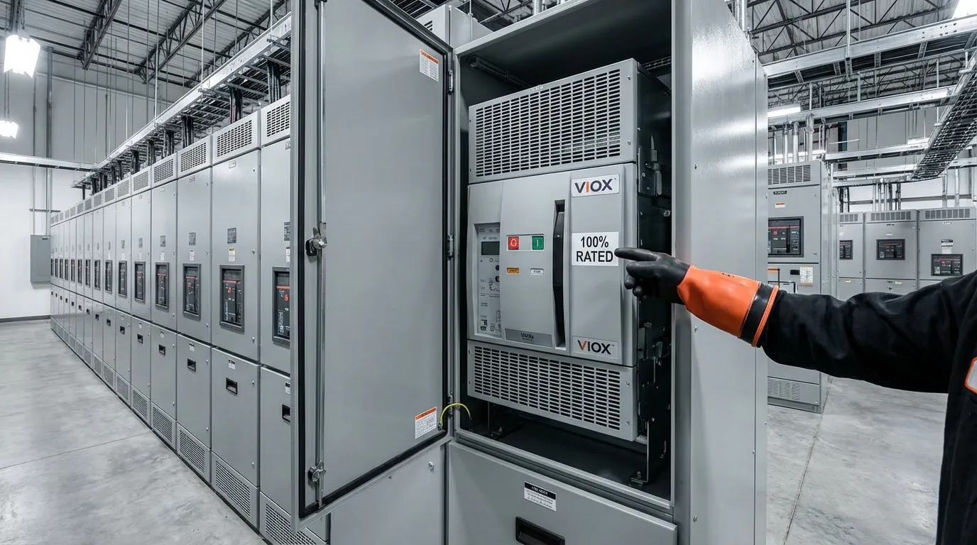 نصب تابلوی برق صنعتی با قطع کنندههای مدار VIOX با رتبه 100% در محفظههای دارای تهویه مناسب