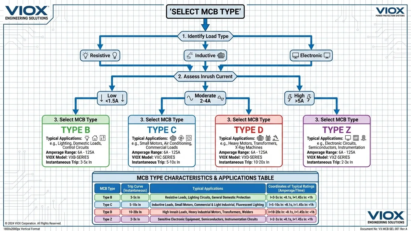 แผนผังการตัดสินใจเลือกประเภท MCB