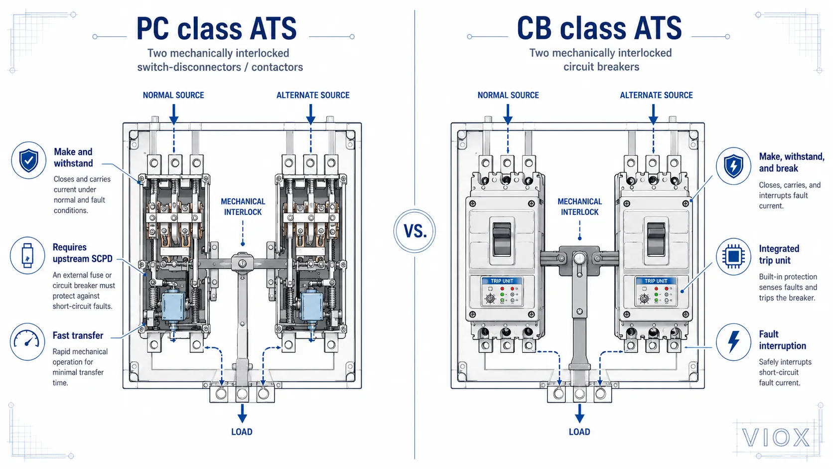 PC class ATS and CB class ATS internal mechanism comparison