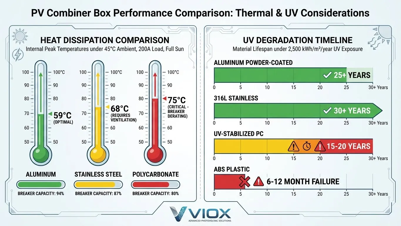 Confronto tra prestazioni termiche e degradazione UV della scatola di giunzione fotovoltaica per involucri in alluminio, acciaio inossidabile e policarbonato