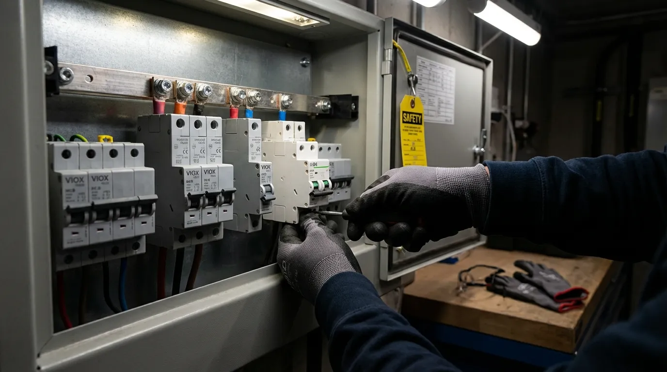 業務用配電盤へのVIOX AFDDブレーカーの専門的な設置
