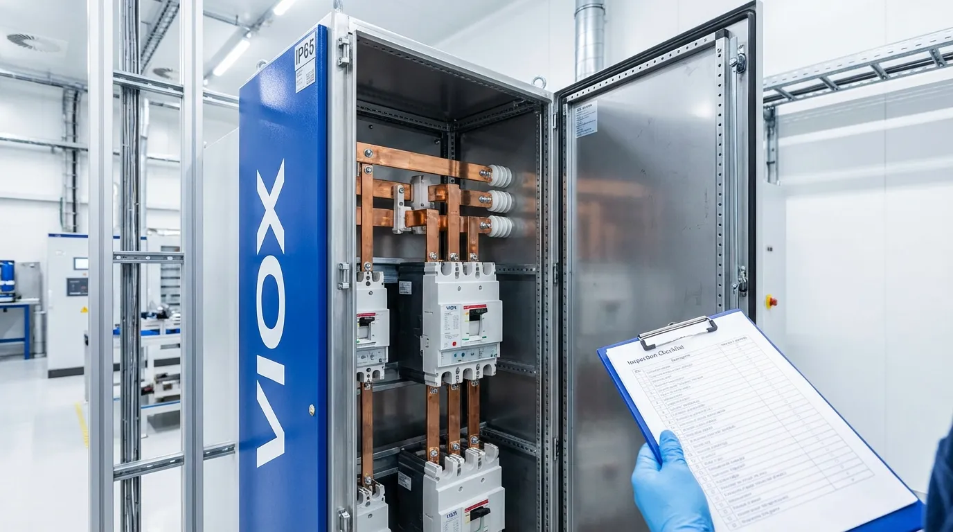 Σωστά συντηρημένο καθαρό εσωτερικό πίνακα διανομής που δείχνει ράβδους και εξαρτήματα χωρίς σκόνη μετά από επαγγελματικό καθαρισμό