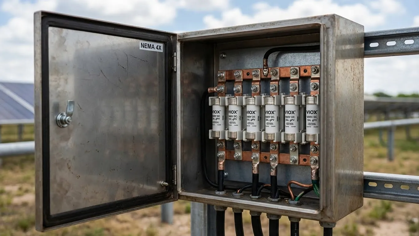 Caja combinadora solar con fusibles con clasificación gPV para protección contra sobrecorriente del sistema fotovoltaico bifacial