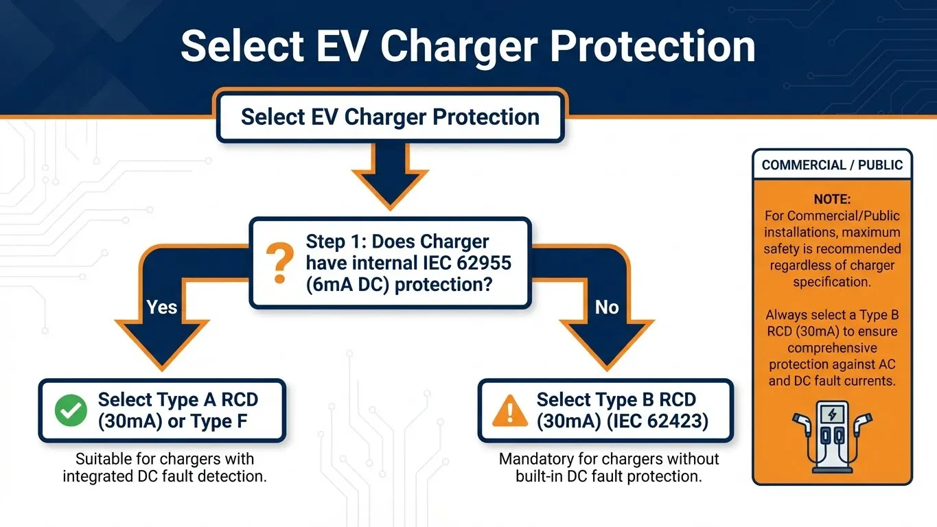 Decision Tree Flowchart for Selecting EV Charger Protection