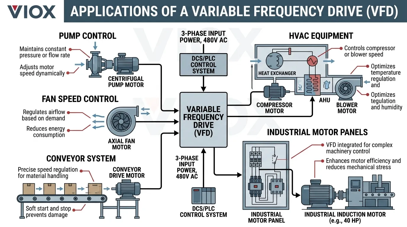 ໄດອາແກມດ້ານວິຊາການທີ່ສະແດງໃຫ້ເຫັນການນໍາໃຊ້ທົ່ວໄປຂອງ variable frequency drives