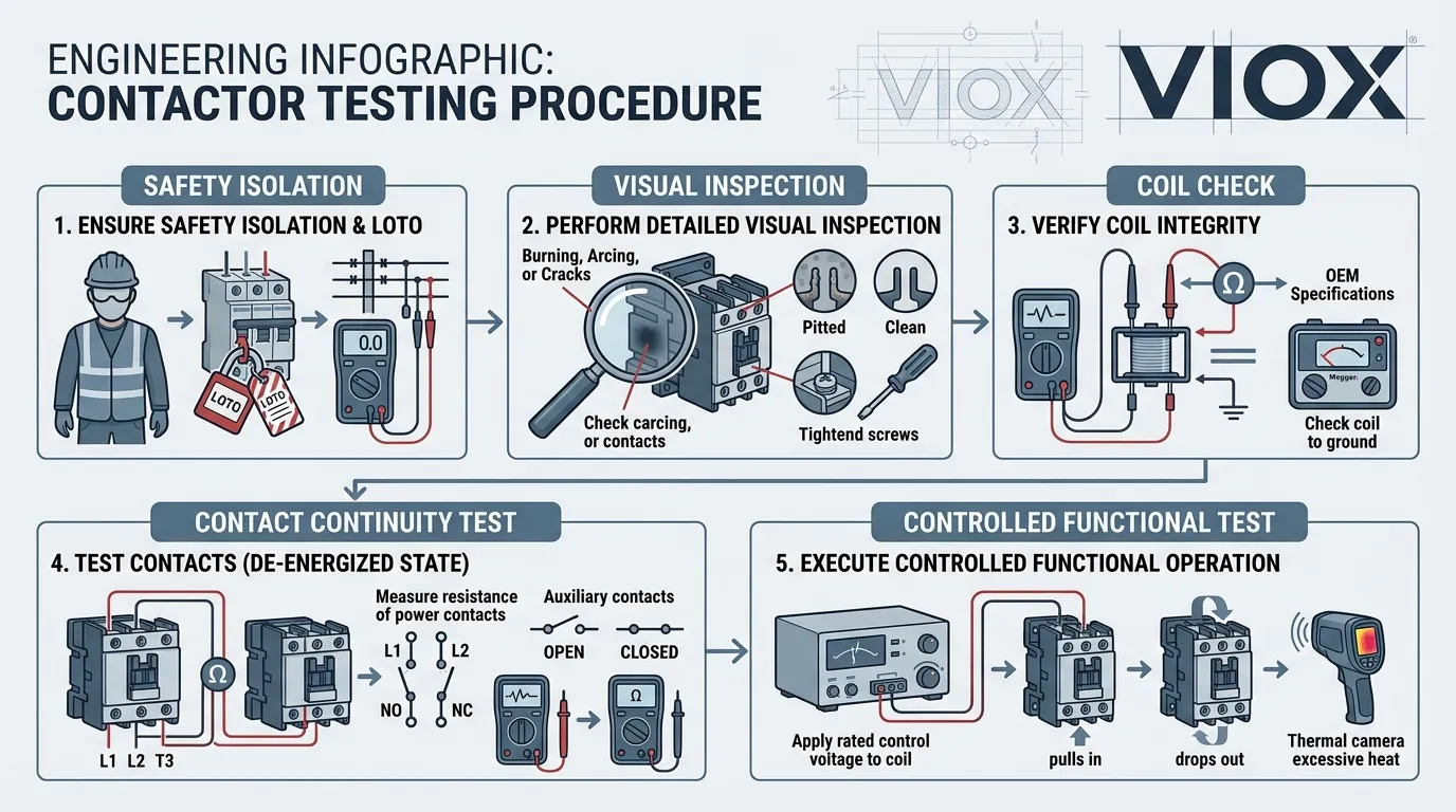 ອິນໂຟກຣາຟິກດ້ານເຕັກນິກທີ່ສະແດງໃຫ້ເຫັນຂັ້ນຕອນການທົດສອບຄອນແທັກເຕີເທື່ອລະຂັ້ນຕອນ