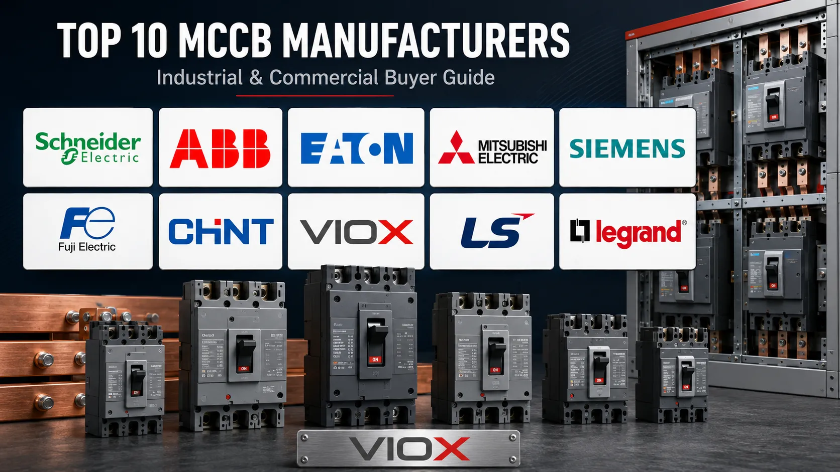 Top 10 MCCB manufacturers and brands for industrial circuit protection.