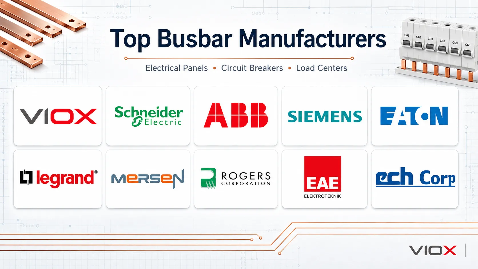 Top busbar manufacturers for electrical panels, circuit breakers, MCB busbars, and load centers.