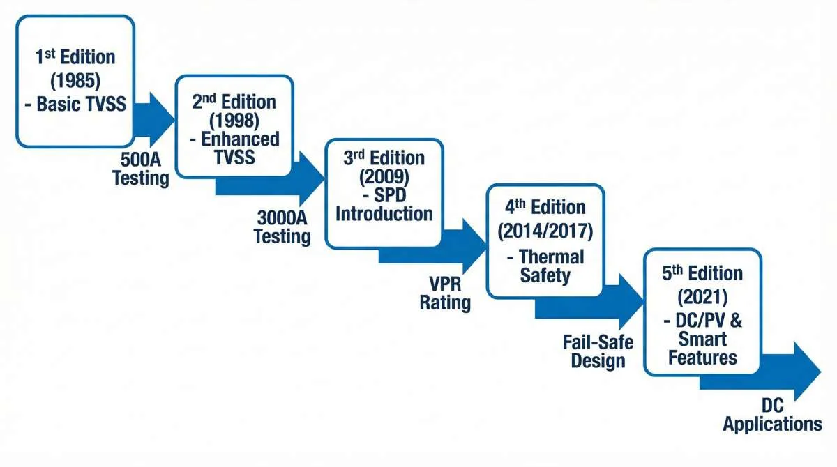 ຕາຕະລາງການວິວັດທະນາການມາດຕະຖານ UL 1449 ຈາກ TVSS ໄປສູ່ SPD ທີ່ທັນສະໄໝ