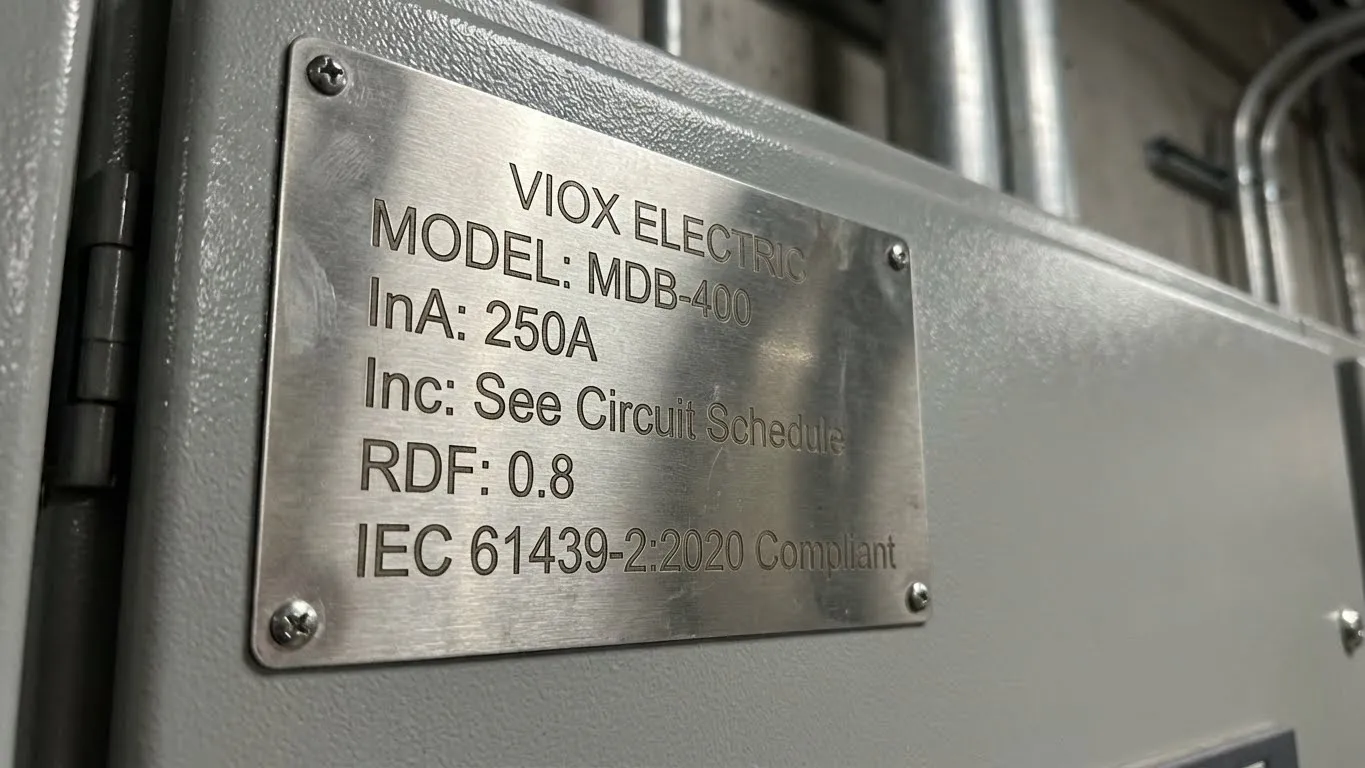 Imagen fotorrealista de la placa de características de la aparamenta que muestra la clasificación InA