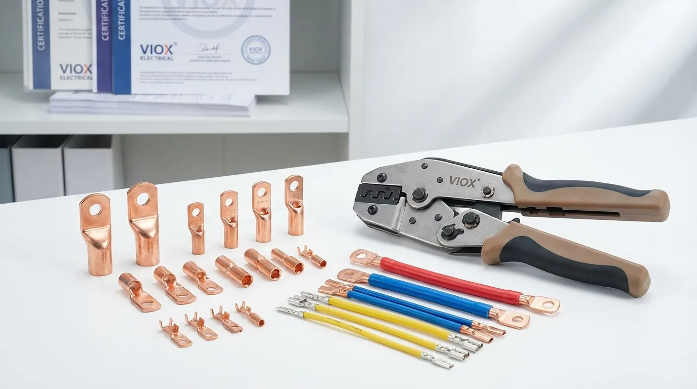 Bornes en cuivre de précision et assemblages de fils sertis VIOX Electric avec des outils de sertissage professionnels et des certifications de qualité