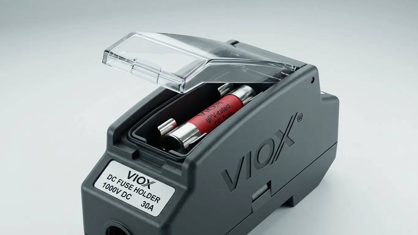 ตัวยึดฟิวส์ DC ที่ได้รับการจัดอันดับ VIOX FH-30DC IP66 พร้อมฟิวส์ไฟฟ้าโซลาร์เซลล์ gPV สำหรับการป้องกันกระแสเกินของกล่องรวมสัญญาณพลังงานแสงอาทิตย์