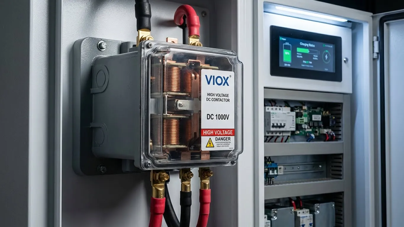 VIOX High Voltage DC Contactor installed in EV charging infrastructure