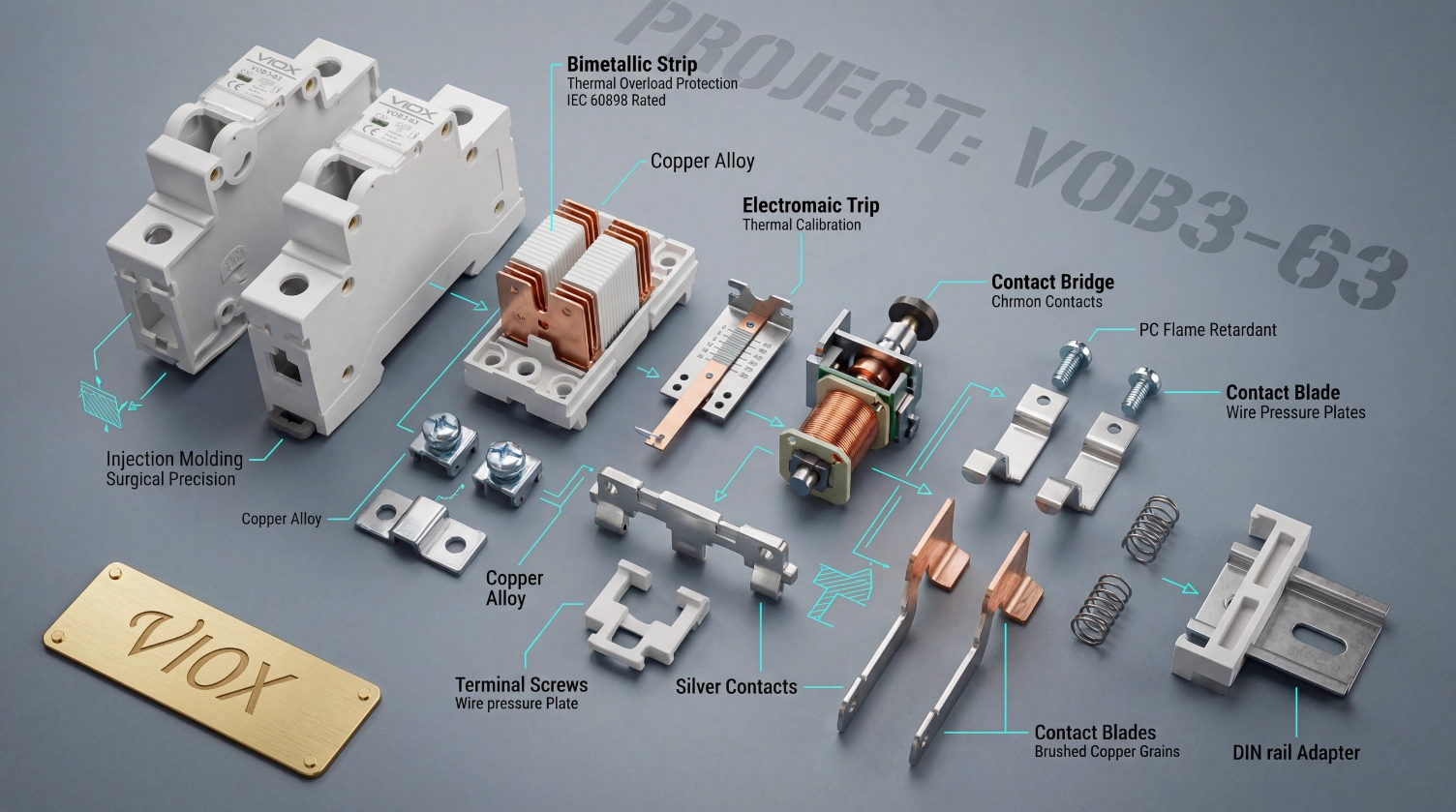 VIOX automated MCB assembly line - robotic precision assembly with ±0.01mm accuracy ensures consistent quality