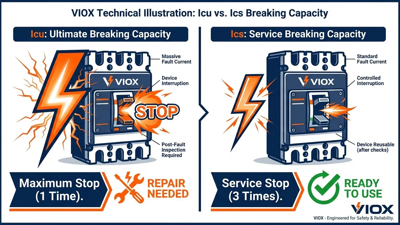 Comparación técnica de VIOX entre las capacidades de ruptura Icu (última) e Ics (de servicio)