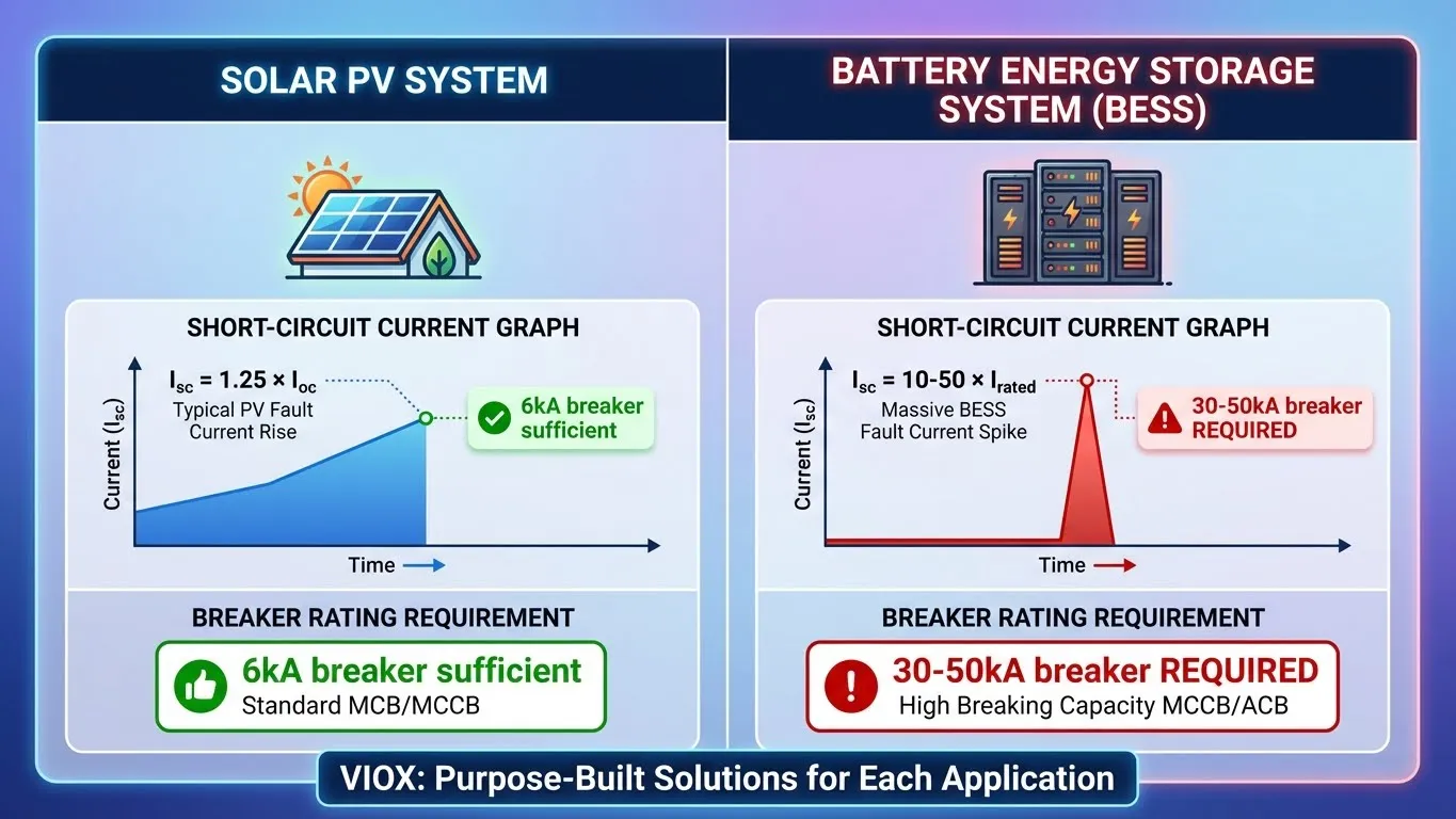 مقایسه بصری ویژگیهای جریان اتصال کوتاه در سیستمهای PV خورشیدی در مقابل سیستمهای ذخیره باتری