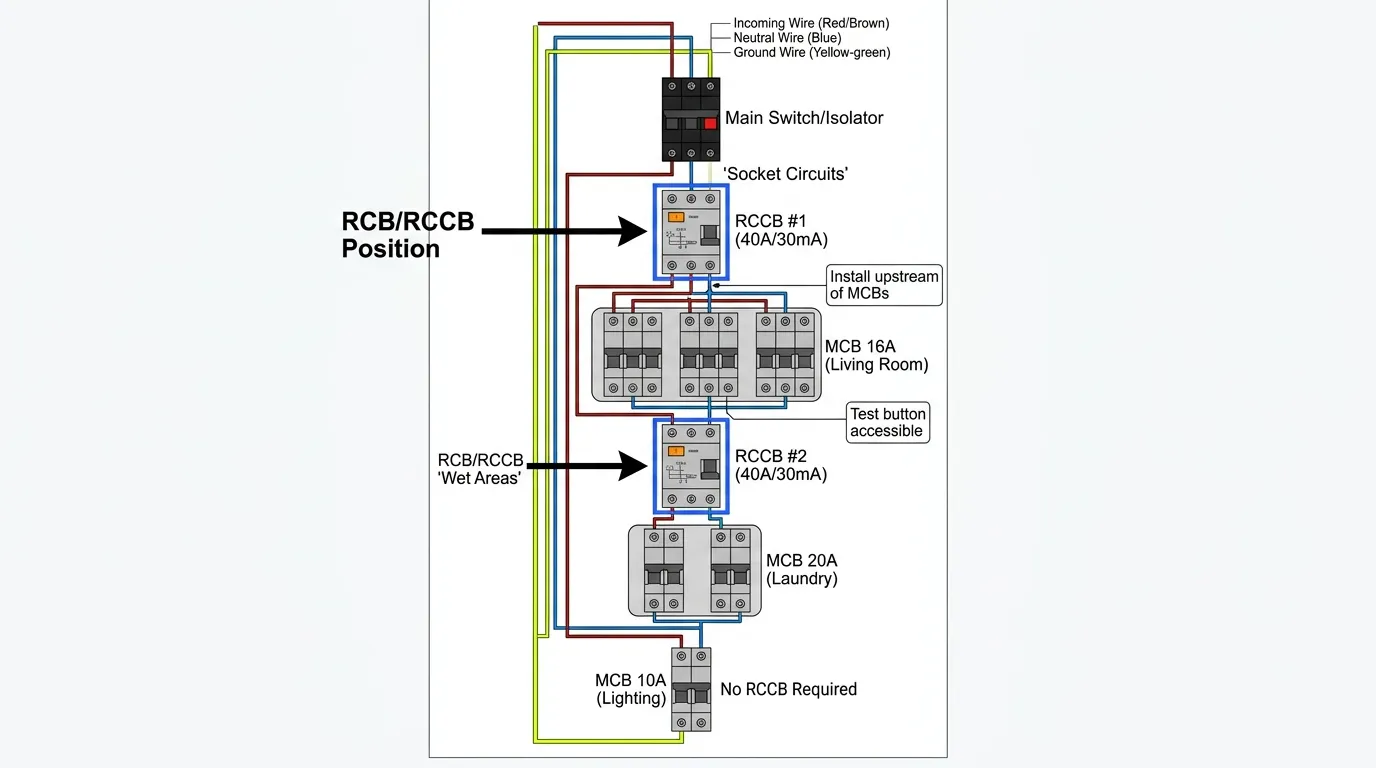 Di mana memasang RCB di panel listrik instalasi perumahan