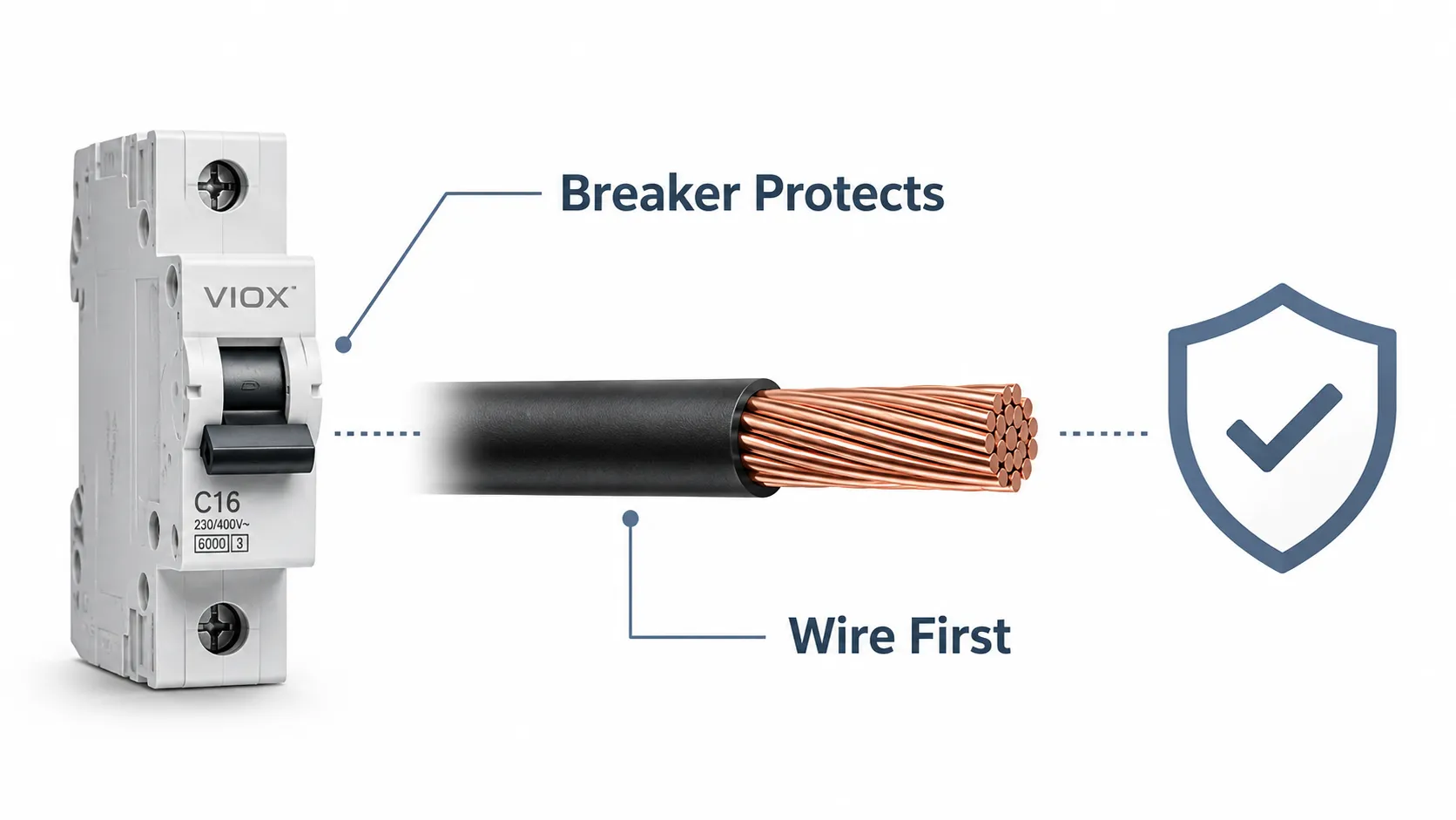 Wire size must match circuit breaker size for safe electrical protection.
