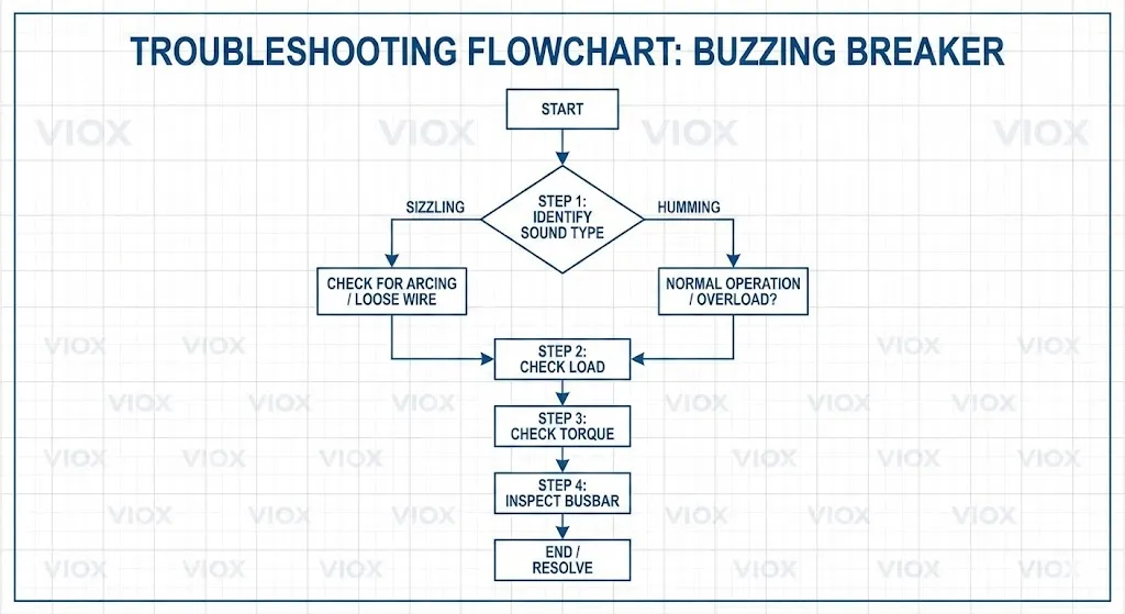 Troubleshooting flowchart for buzzing circuit breaker
