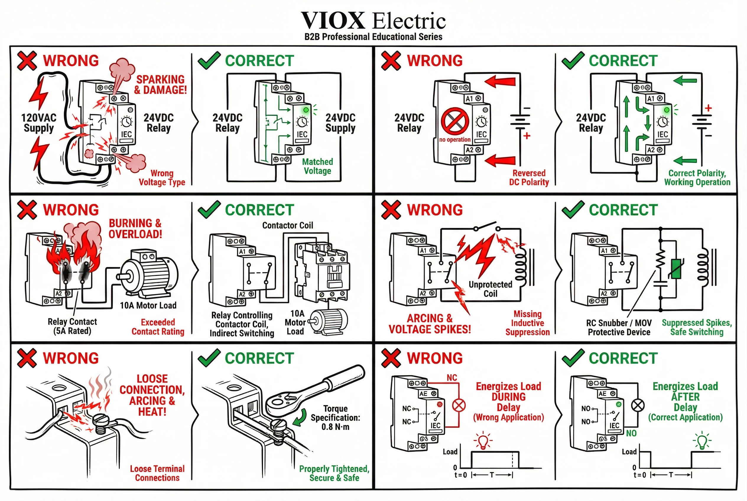 Common wiring mistakes comparison diagram