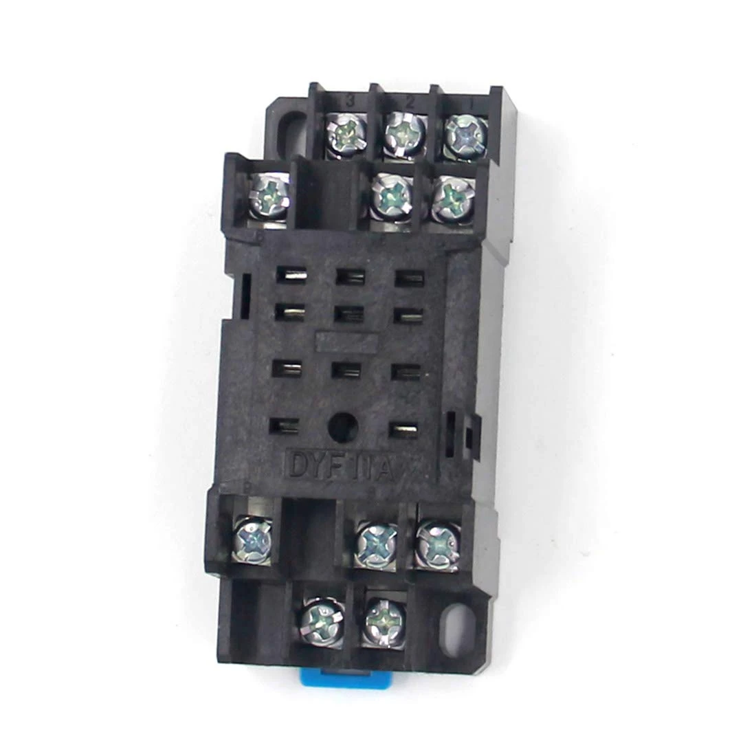 DIN rail mounted 11-pin relay socket
