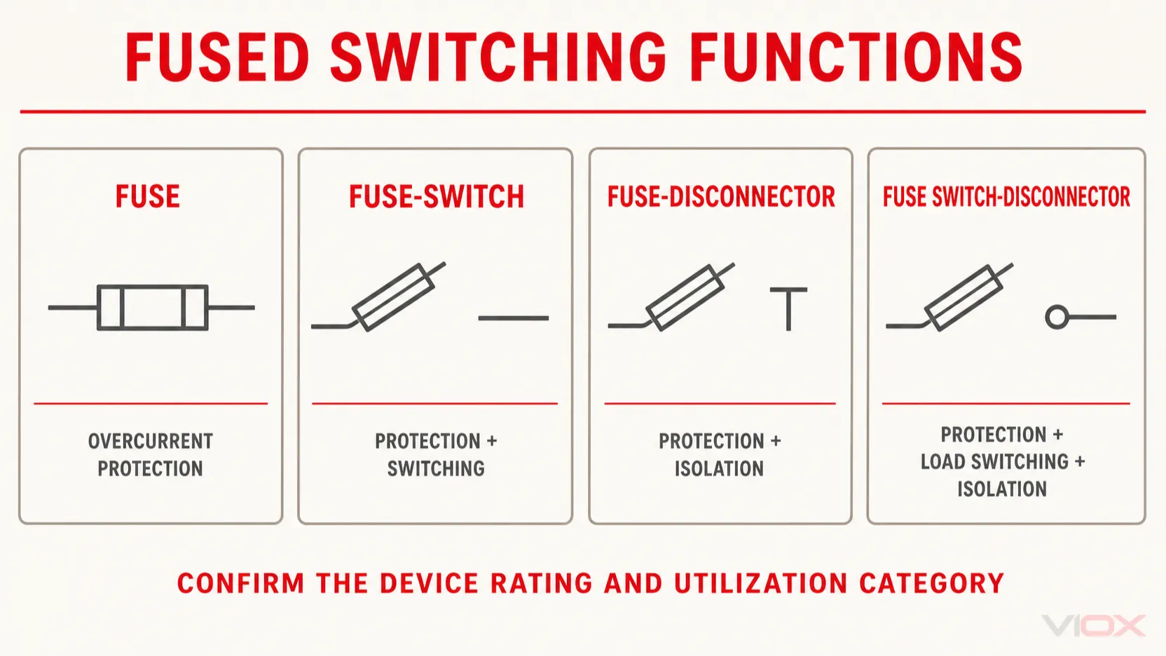 Fuse, fuse-switch, fuse-disconnector and fuse switch-disconnector symbol functions