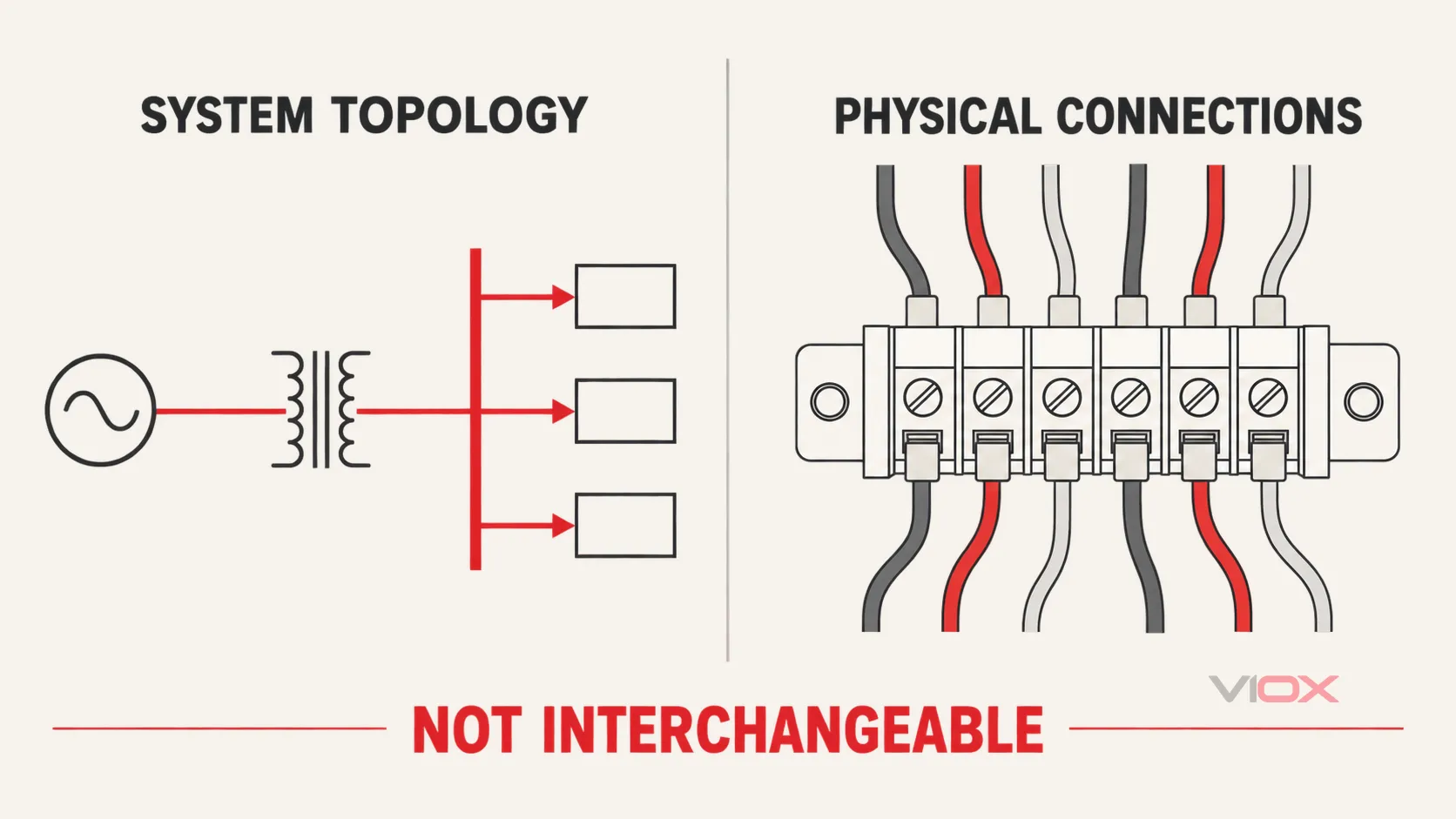 Difference between an SLD topology map and a physical wiring diagram