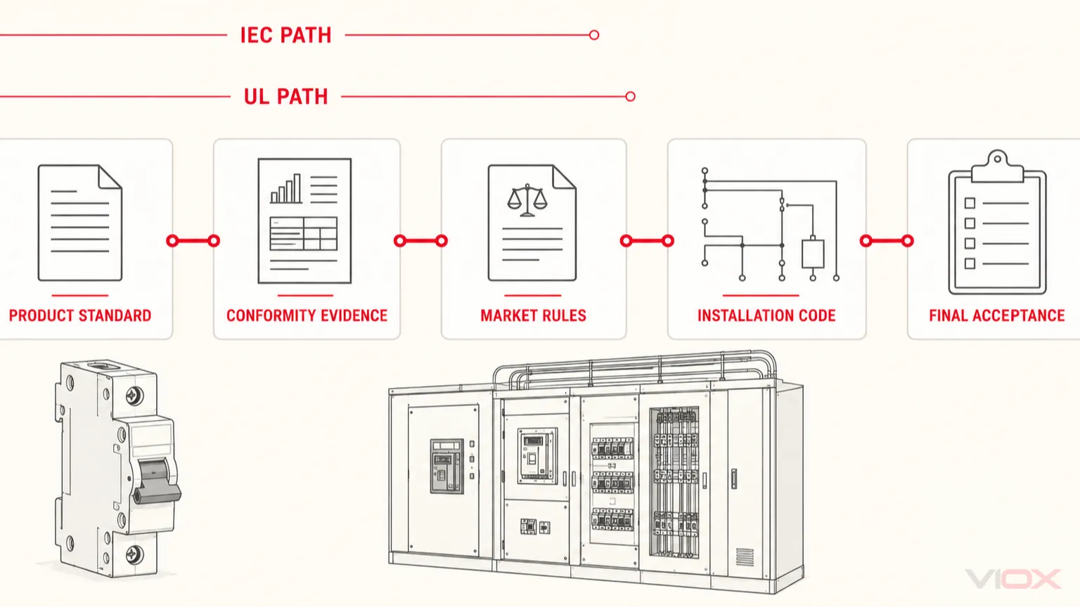 IEC and UL market-access layers from product standard to final acceptance
