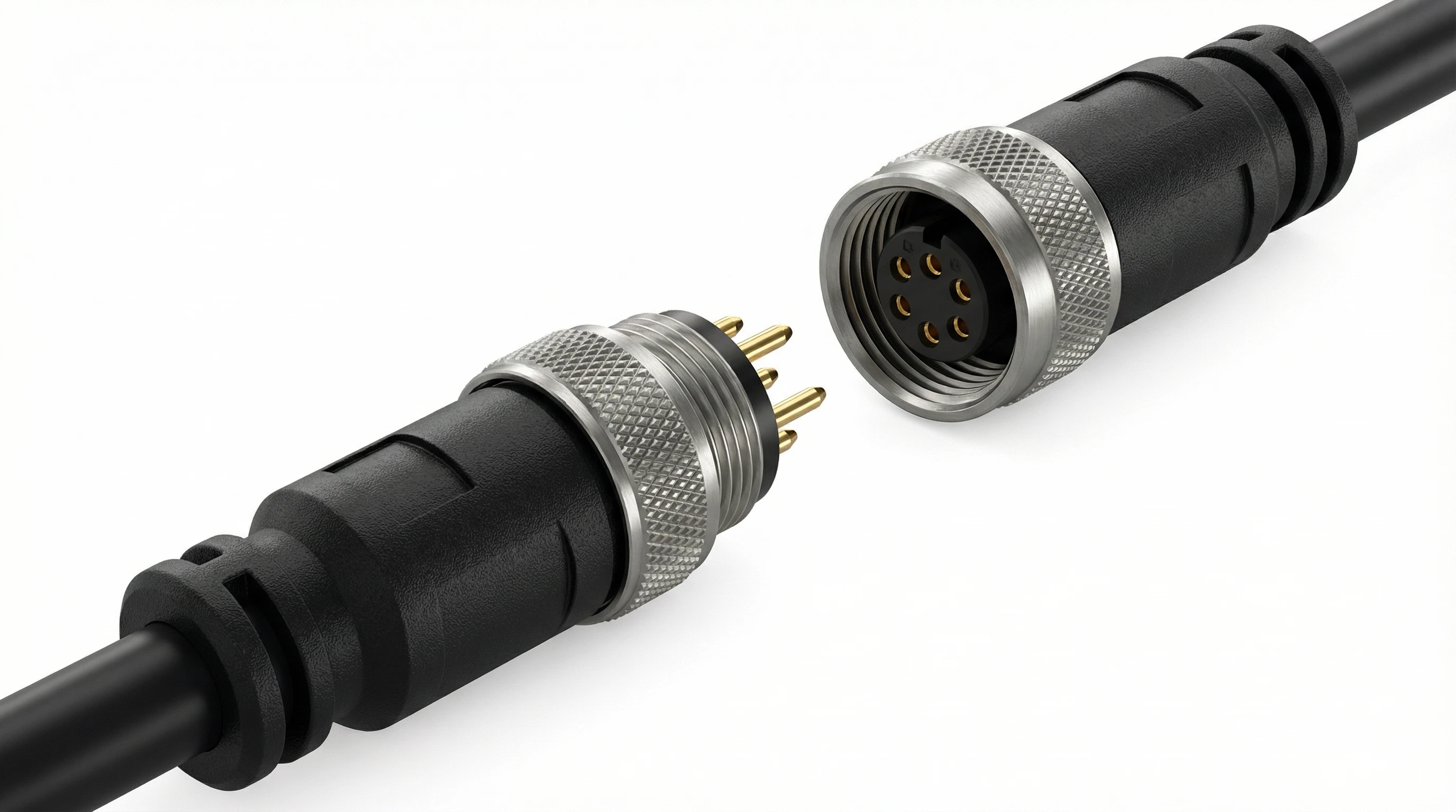 Industrial M12 cable connector