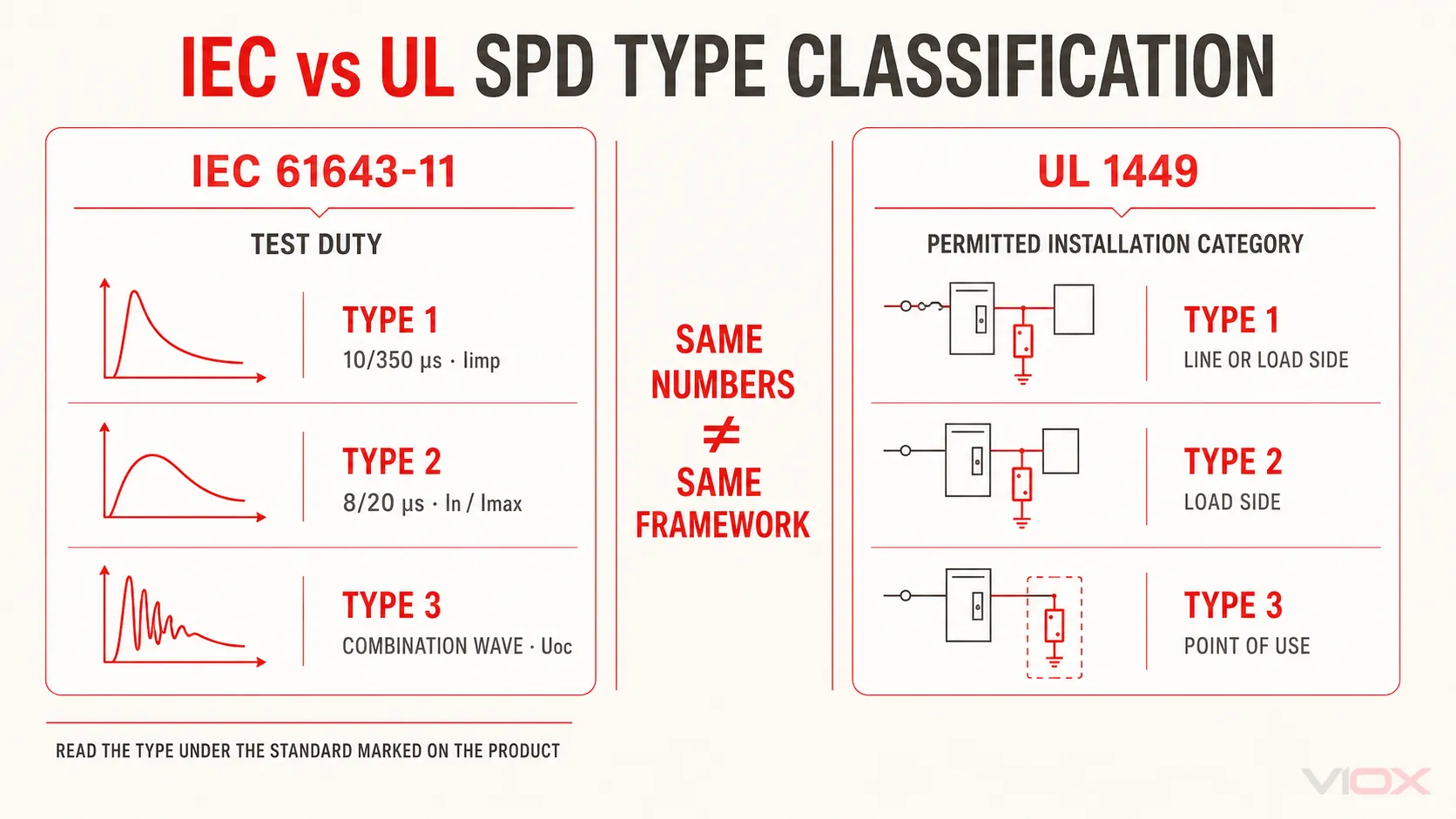IEC 61643-11 test-duty classification compared with UL 1449 SPD installation categories