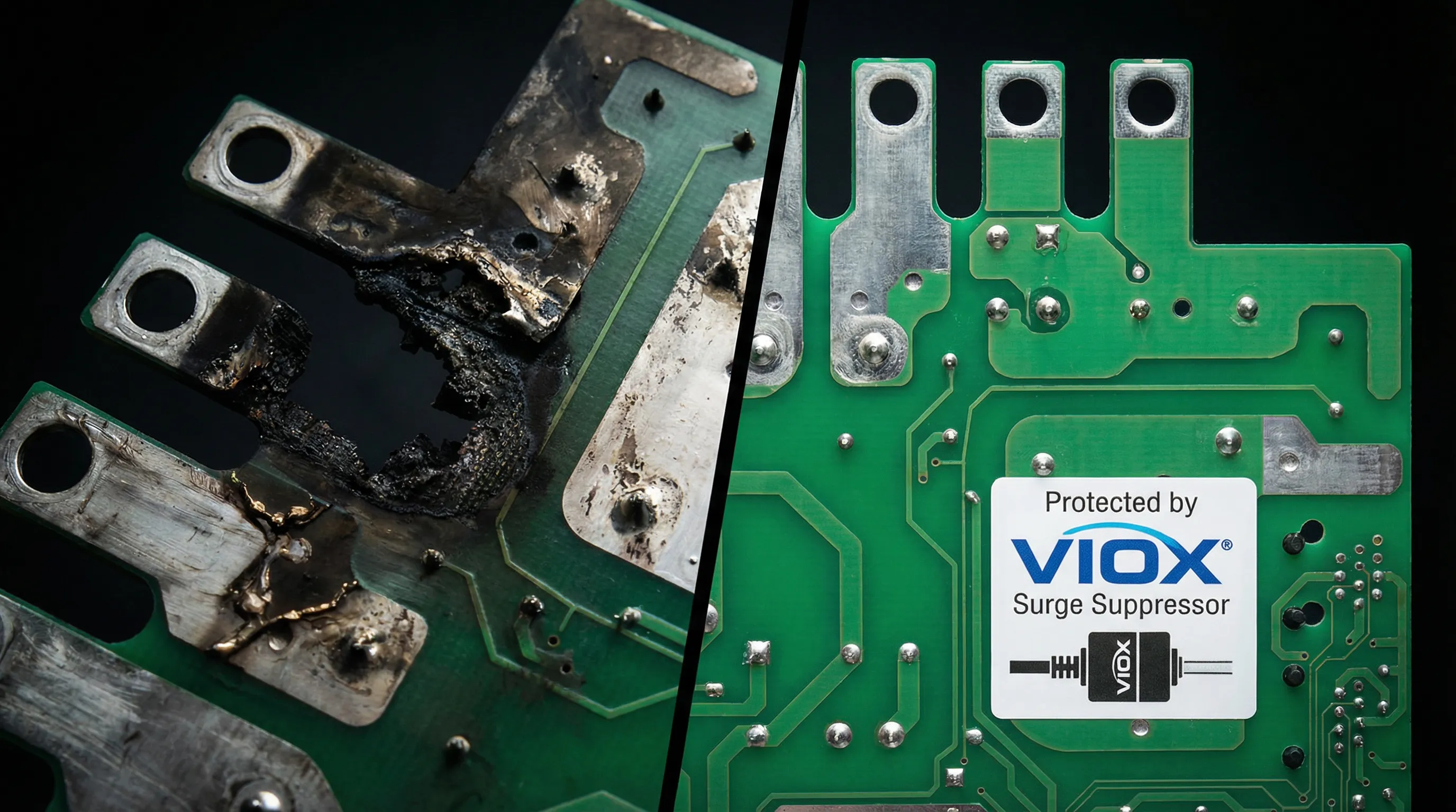 Burnt circuit board comparison