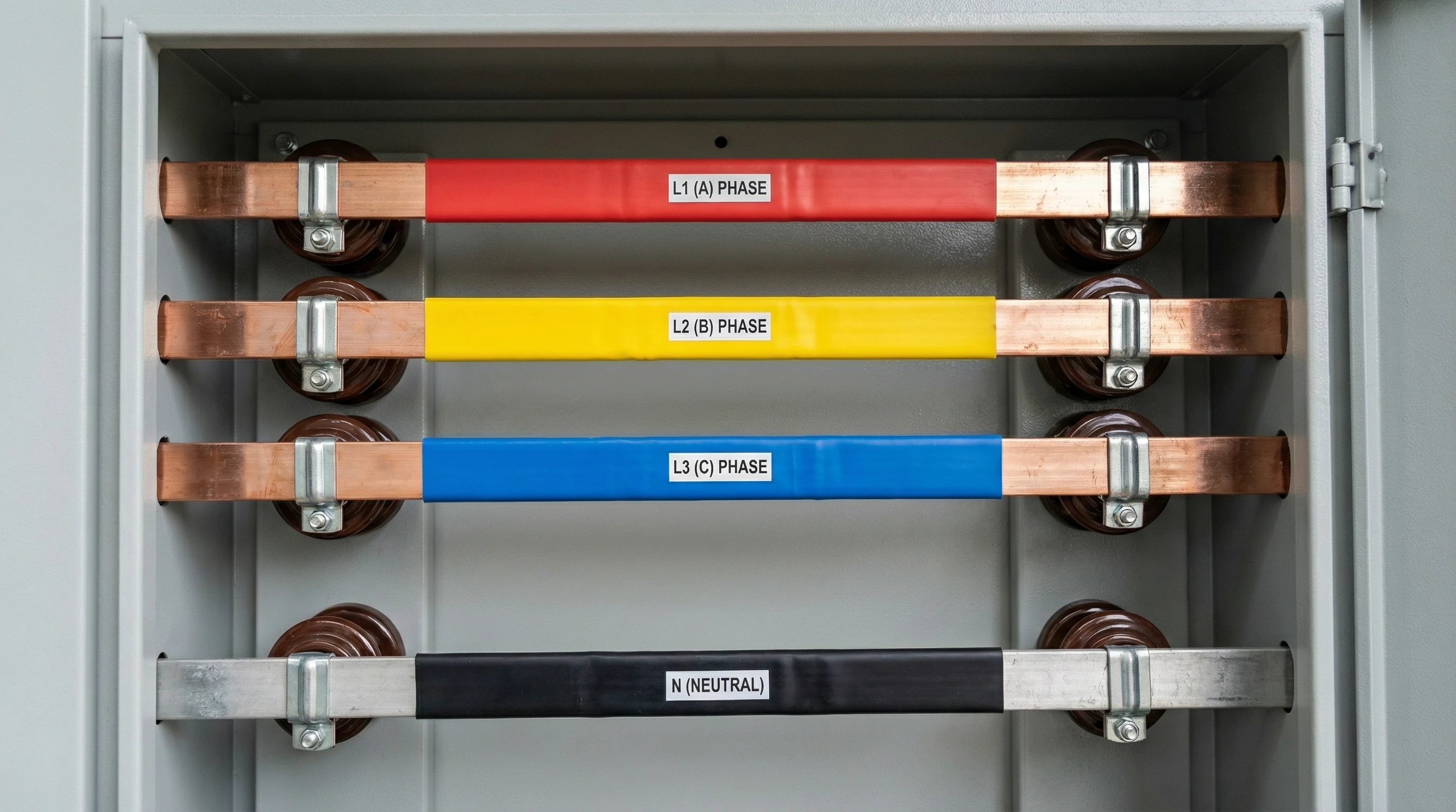 Color coded three phase busbar system