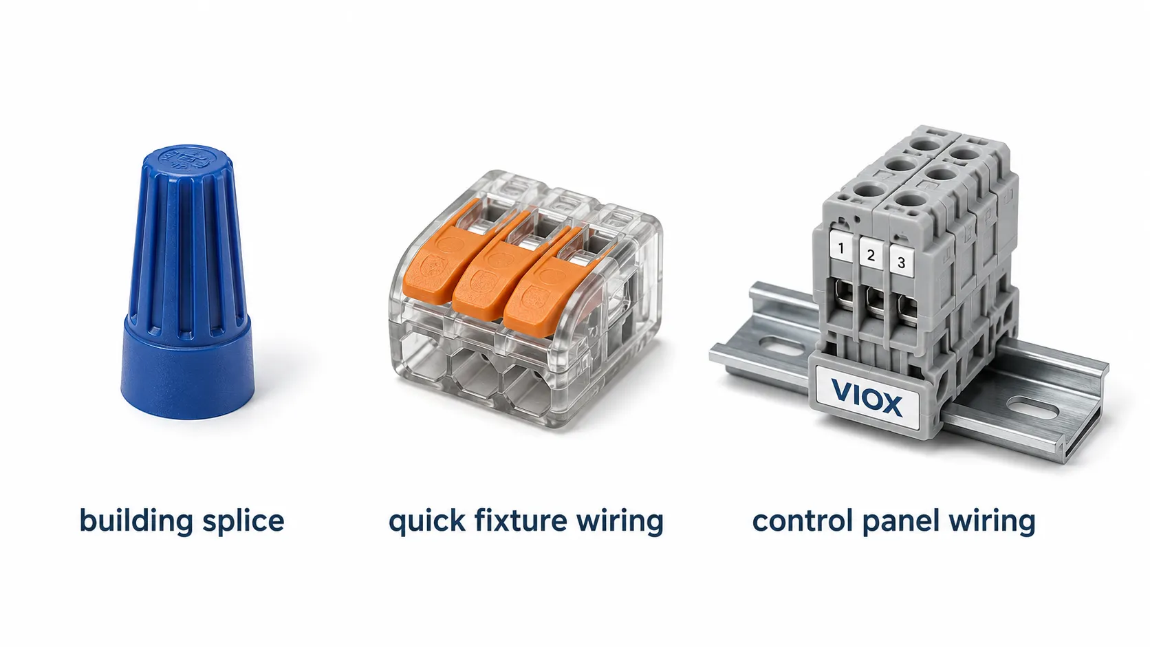 Wire nut, push-in connector, and terminal block comparison for electrical wiring selection.